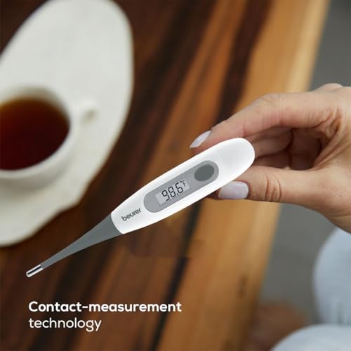 Image of Beurer German Engineering FT 12 Digital Flexi Thermometer for Fever Measurement | Fast & Accurate measurement in C & F | 100% Waterproof Design | For Oral, Underarm & Rectal Use | Fever Measurement in C & F, 100% Waterproof Design, For Oral, Underarm & Rectal Use, For Adults & Babies