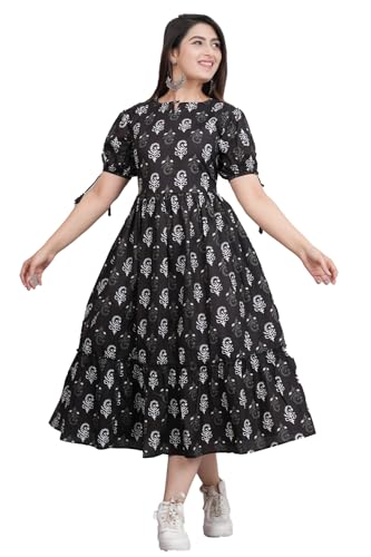 Image of Kuruti B Sheets Women's Cotton Floral Printed Regular Fit Anarkali Kurta for Women