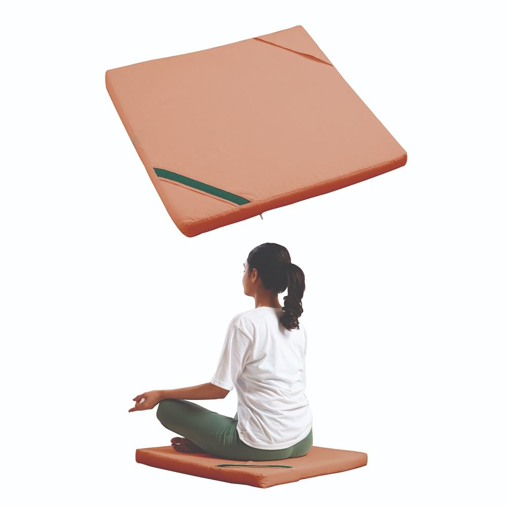 The White Willow HarmonyFlow Yoga Zen Square Seat Cushion for Meditation & Yoga – King Size, Extra-Wide Supportive Foam with Soft Washable Cover – Orange-image-5