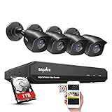 SANNCE Kit Camara de Videovigilancia 8CH 1080P DVR con 1TB Disco Duro Instalado + 4 1080P Cámaras de Vigilancia CCTV Sistema de Seguridad -1TB HDD