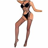 Women's Sexy Fishnet Lingerie Rhinestone Lace See Through Hip Dress Teddy Babydoll Bodysuit Chemise Body Stockings Lingerie