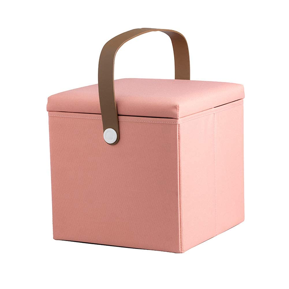 Tabouret repose-pieds en cuir et textile rose haut de gamme