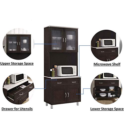 Hodedah Import Kitchen Cabinet, Chocolate #TOP1
