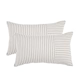 BOYSUM Khaki and Beige Throw Pillow Covers, 12x20 Farmhouse Pillow Covers Striped Throw Pillow Cover