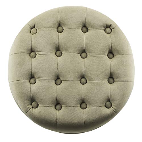 Homepop Home Decor | Upholstered Round Velvet Tufted Foot Rest Ottoman | Ottoman With Storage For Living Room & Bedroom | Decorative Home Furniture, Tan #TOP6