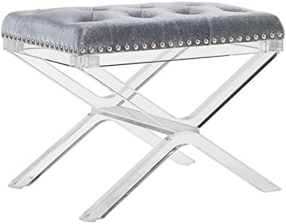 Riverbay Furniture X-Base Vanity Bench in Silver