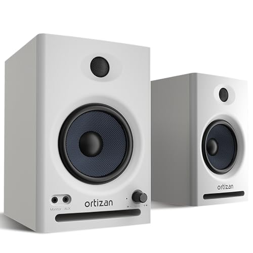 Image of Ortizan C7 Dual-Mode 2.0 Studio Monitors, Active Monitor Speakers for Near Field Music Production, Bluetooth 5.3 Wireless Computer PC Monitor Gaming Bookshelf Speakers(Pair, Beige)