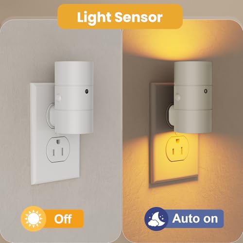 Image of VOLISUN Night Light, Dimmable Led Night Lights Plug into Wall, Amber /3000K /4500K, 0-100LM Adjustable Brightness, Dusk to Dawn Nightlight for Hallway, Bathroom, Bedroom White 4 Pack