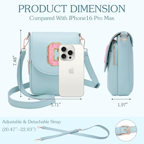 Image of Viverte Crossbody Purse for Teen Girls Small Initial Cell Phone Toddler Purse Leather Triple Compartment Crossbody Bags