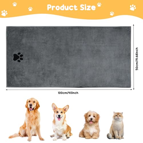 DIELOVEHUA Hundehandtuch, 100 x 50 cm Hundehandtuch Extra Saugfähig, Mikrofaser Handtuch, Schnell Trocknend, Hundehandtücher, Hunde Handtuch für Hunde, Katzen