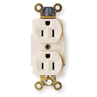 Hubbell HBL5262W Duplex Receptacle, HD Industrial Grade, 15 amp, 125V, 5-15R, White