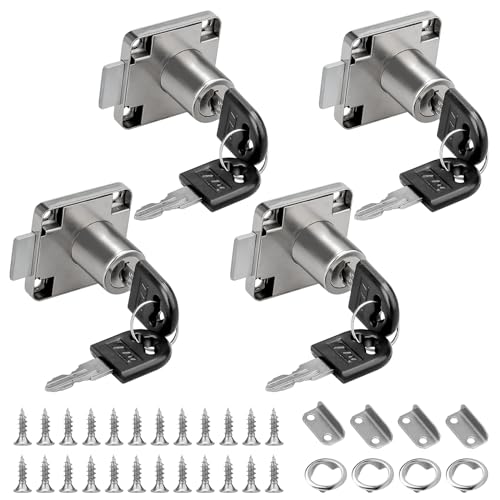 4 Pièces 22mm Serrure de Tiroir de Bureau, d'Armoire et de Placard Avec Clé - en Acier Inoxydable Pour Meuble et Casier