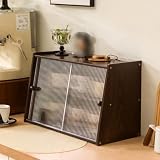 Armadietto da appoggio in bambù con anta, piccola credenza armadio dispensa per cibo per tazze da caffè e bar forniture per piccoli elettrodomestici