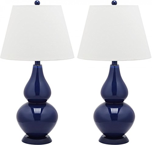 Preisvergleich Produktbild SAFAVIEH Modern Glass Table Lamps - Set of 2, in Navy