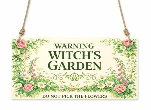 Image of 1x Witch Garden Do Not Pick Flowers Metal Hanging Sign/Plaque Gift Novelty cpt22