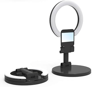 QtthZZr Ringlights Ring Light With Desktop Tripod Stand Cell Phone Holder, Dimmable Led Circle Light Tripod Ring