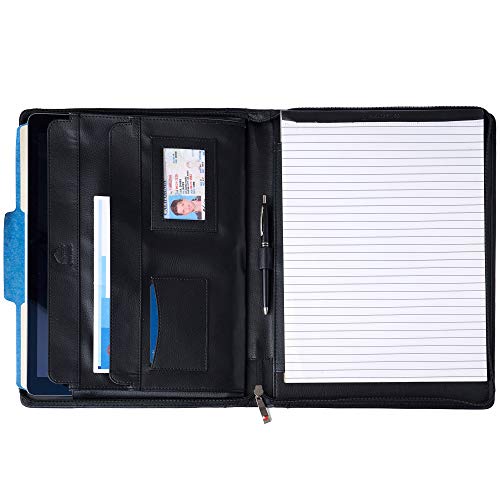 Alpine Swiss Leather Portfolio, Writing Pad, Presentation Folder Business Case Comes in a Gift Bag. Note Pad can be inserted / adjusted both for a Right or Left Handed writer - Folder Flap perfect to carry an iPad in