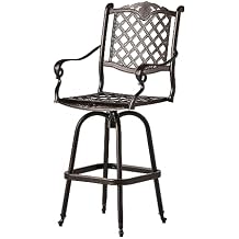 Christopher Knight Home Avon Outdoor Cast Aluminum Bar stool, Shiny Copper