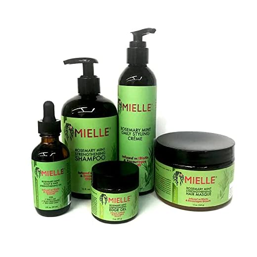MIELLE Rosemary Mint Organics Infused with Biotin and Encourages Growth Hair Products for Stronger and Healthier Hair and Styling Bundle Set 5 PCS