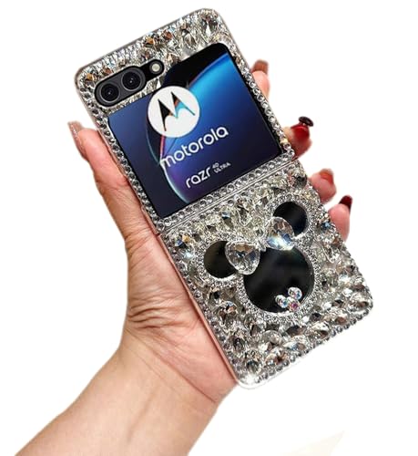XinMerry for Motorola Razr 40 Ultra/Plus Case, Cute Cartoon Mirror Diamond Glitter Crystal Rhinestone Women Girls Fashion Luxury Shiny Sparkle Crystal Phone Case