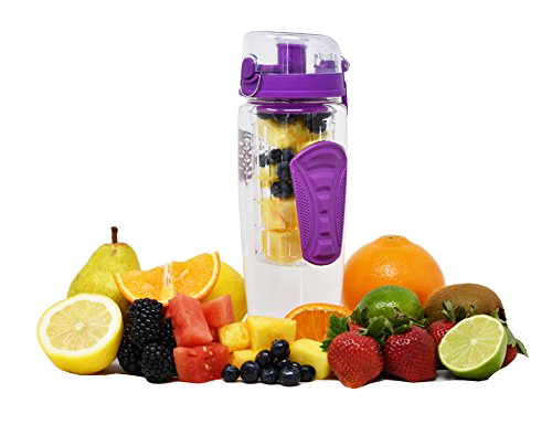 ARAD Water Bottle, Sports Water Bottles, Fruit Infuser Water Bottle, Alternative to Glass Water Bottle, Large Water Bottle, Durable & Leak-Proof Water Bottle, Purple (32 oz)