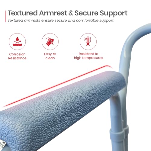 Image of AGEasy (Max Group) Foldable Commode Chair | Adjustable Height, Lightweight Bedside Toilet Chair for Adults & Seniors | Sturdy Aluminum Frame, Supports Up to 100 kg