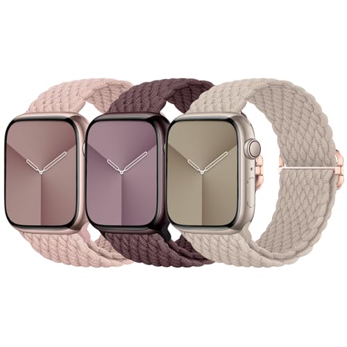 Nepfaivy Correa Trenzada Compatible con Apple Watch 45mm 44mm 49mm 42mm para Mujer y Hombre, Pulsera Deportiva elástica de Respuesto de Nailon para iWatch Series 9/8/SE/7/6/5/4/3/2/1(M, Tipo4)