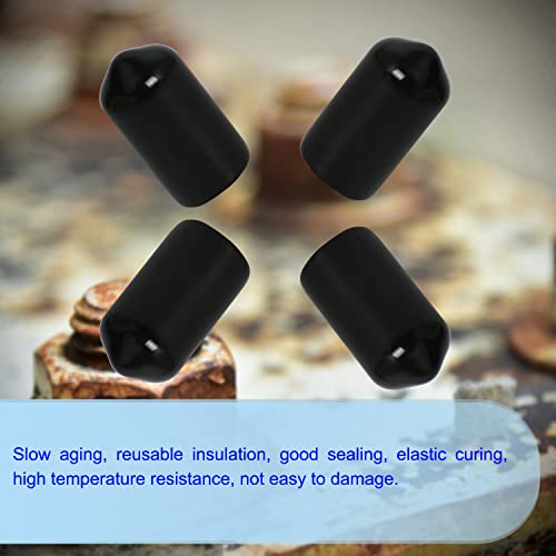 Image of Rubber Round End Cap Cover 0.18 Inch (4.5mm) PVC Flexible Tubing Pipe Bolt Screw Thread Safety Cover 100 Pcs (Black)