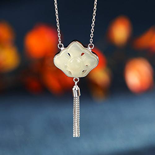 Collier argent 925 et jade rétro ajouré | Bijou artisanal d'exception