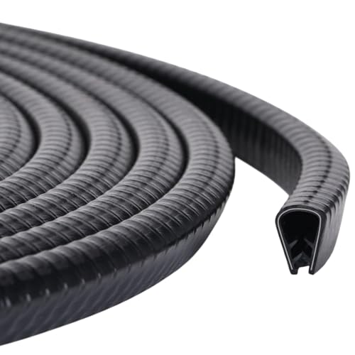 Joyfolk 20ft U-Shape Edge Trim Rubber Edge Banding with Metal Clips 3/8" W x 1/2" H Fits Gap 3/64" to 1/4" Car Door Edges Guard Protector, Weather Stripping for Sheet Metal, Car Doors, Table Corner