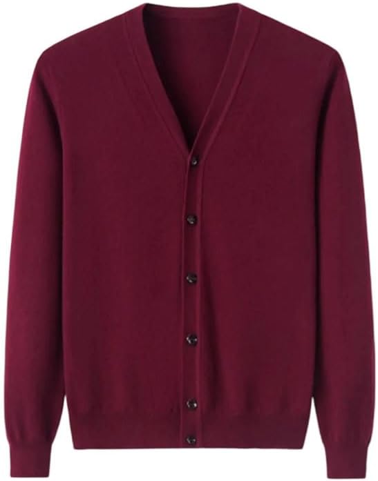 Men's Solid Cashmere Cardigan V-Neck Long Sleeve Sweater Loose Casual Knit Sweater