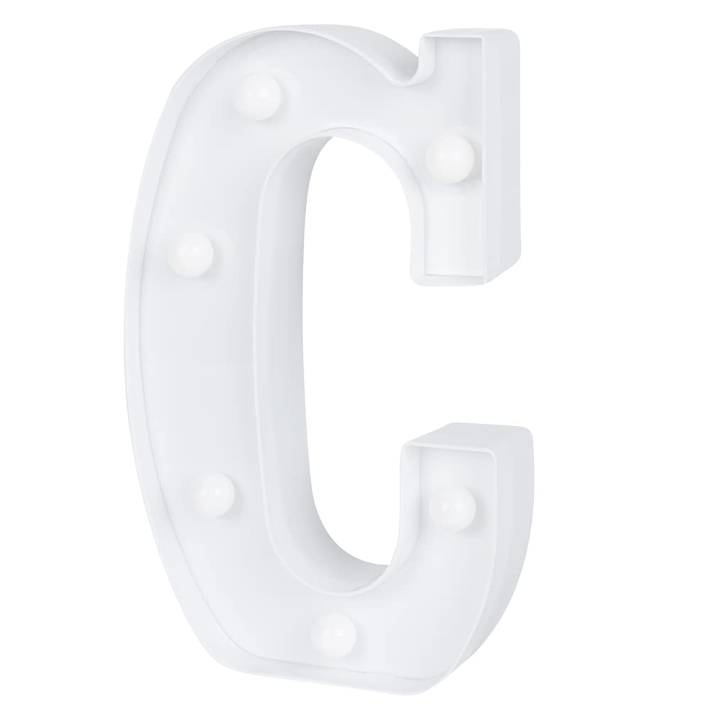 Restaurantware-Illumify 5.2 x 1.2 x 8.7 Inch Light Up Letter, 1 Durable Marquee LED Light - Letter C, Touchproof, White Plastic Party Alphabet Accent, Keyhole Slot, For Weddings, Or Special Events