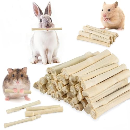 MUYYIKA Sweet Bamboo Chew Sticks Rabbit Toys Molar Treats Snacks for Guinea Pig Chinchilla Hamster Molar Treat Guinea Pig Food Snack Stuff for Clean Teeth