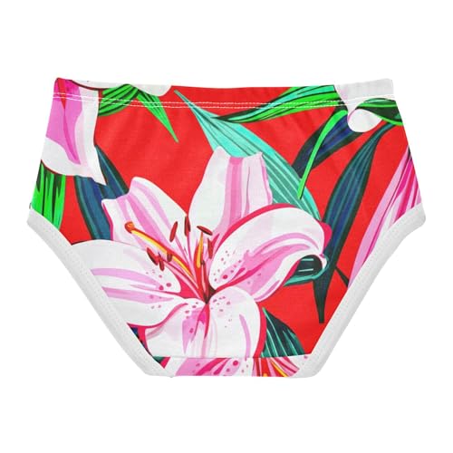 Artistic Girls Underwear Toddlers 2t Cotton Panties Little Girl White Pink Lily Flowers Red Kids Briefs Undies2