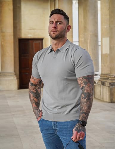Image of COOFANDY Men's V Neck Short Sleeve Stretch Knit Polo Shirt