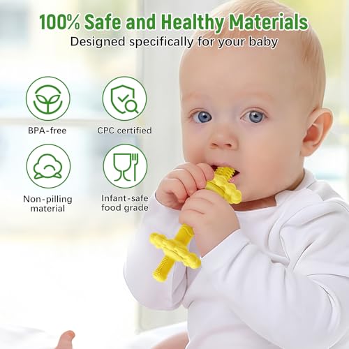 Image of 4 Pack Baby Teething Toys - Anti-Choking Design | Easy to Clean Toddlers Silicone teether Tubes- Teething Relief for Babies 0-3-6-12 Months