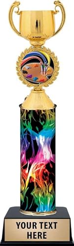 Crown Awards Personalized Rainbow Inferno Art Trophy, 11" Artist Palette Trophy Award, Customize Now