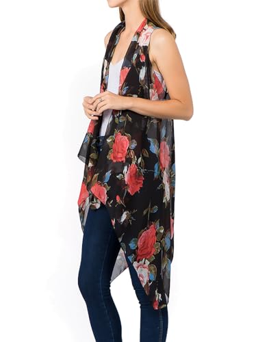 Image of Scarfand's Women's Sheer Open Front Lightweight Sleeveless Long Duster Cardigan Vest