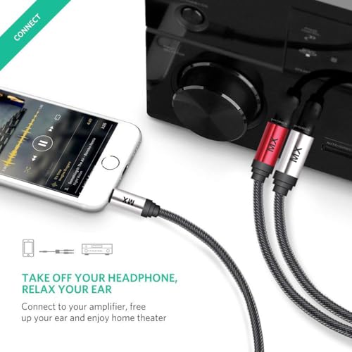 Image of MX 3.5 mm 1 /8 TRS to Dual 6.35 mm 1 /4 TS Mono Breakout Cable Y Spitter Stereo Cord Adapter Compatible with iPhone,iPod,Laptop,CD Players,Power Amplifier,Mixer, Home Stereo Systems 0.5 meters