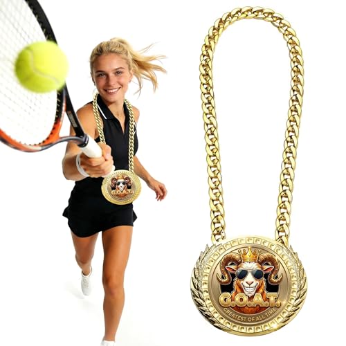 6-Inch GOAT Turnover Chain Medal Greatest of All Time Award Necklace for Sports Achievements Team Recognition Ultimate Swag Trophy for Fantasy Football Sports Winner Top Sales MVP Coach Student