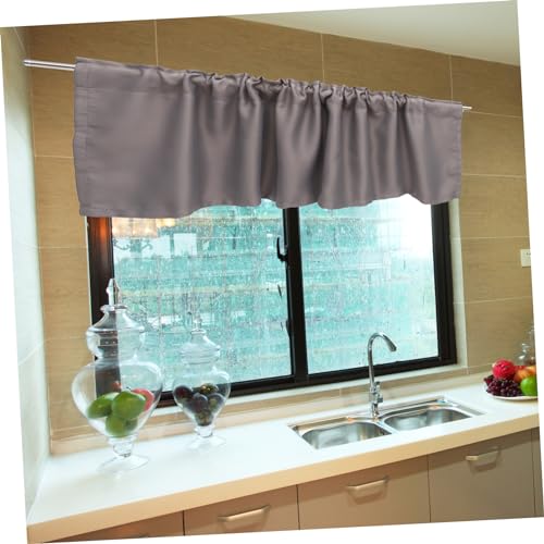 Cortinas opacas cortas Mobestech de algodón gris estilo granja para ventanas de cocina y baño 4