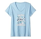 Womens Disney Happy Hanukkah from Mickey and Friends V-Neck T-Shirt
