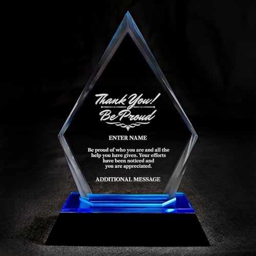 Personalized Laser Engraved Thank You Award - Laser Engraved Design - Thank You - Add Your Own Text - Includes Gift Box - Thank You Award (The Blue Arrow 7" Tall)