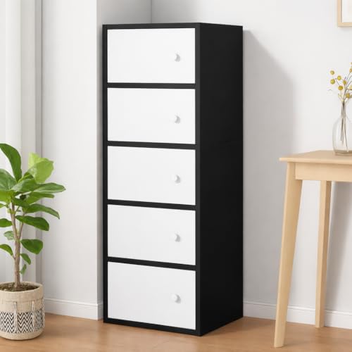 Image of 5-Door Morden Wooden Collapsible Wardrobe for Storage /Space Saving Wooden Wardrobe with Doors /Collpsible Storage Organiser /Living Room