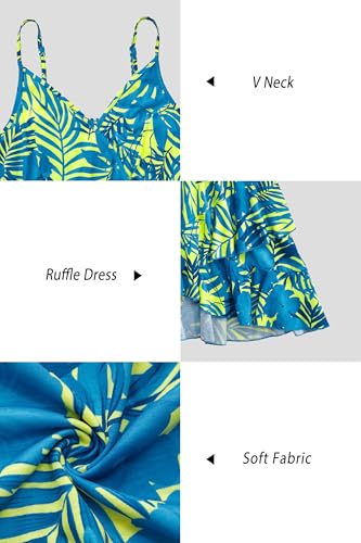 Image of ULTRANICE Womens Summer Dresses Floral V Neck Ruffled Hem Spaghetti Spring Casual Beach Outfits Flowy Wrap Sun Dress