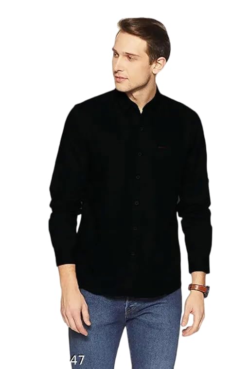 Image of Mahima Ethnic Centre's Men's Solid Formal Shirt Cotton Slim Fit Business Casual Button Down