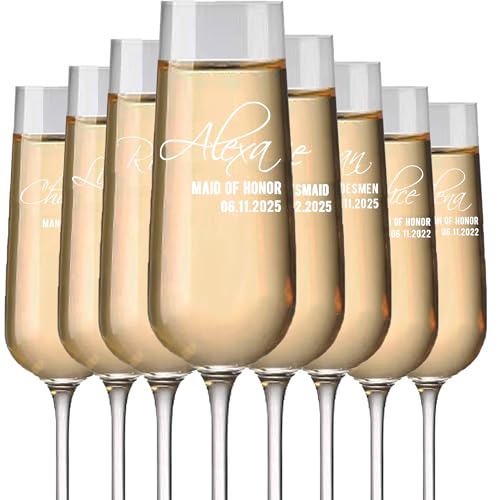 Personalized Champagne Flutes - Custom Wedding Glass, Personalize...