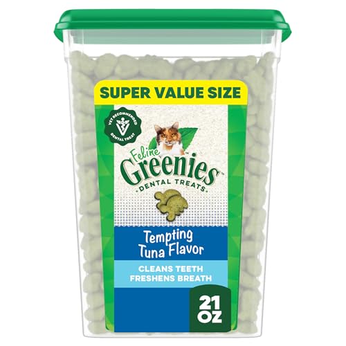 Greenies Feline Dental Cat Treats, Tempting Tuna Flavor, 21 oz. Tub