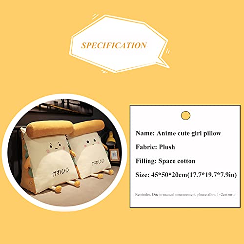 Fayang Cute Plush Reading Pillow With Small Pillow,Toast Backrest Pillow For Girl,Adjustable Head Support Bolster Lumbar Cushion,Back Pillows For Home,Living Room, Bed, Sofa,Office,Angry-60X50X25Cm #TOP5