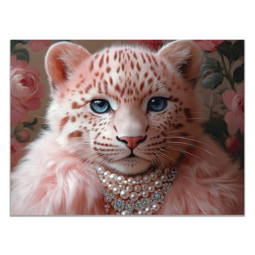 Lienzos decorativos de leopardo con joyería artística y acabado graffiti moderno rosa